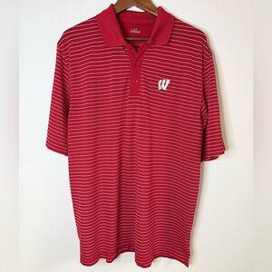 Under Armour Wisconsin Badgers Polo Red Striped Golf Shirt L